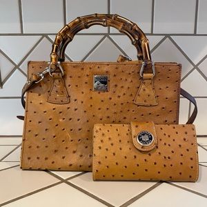Dooney & Bourke Like New Ostrich Skin Bag & Wallet